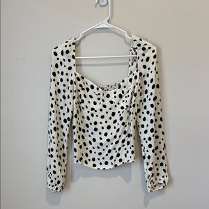 Reformation - Reign Top White and Black Polka Dot Bustier Sweetheart Top
